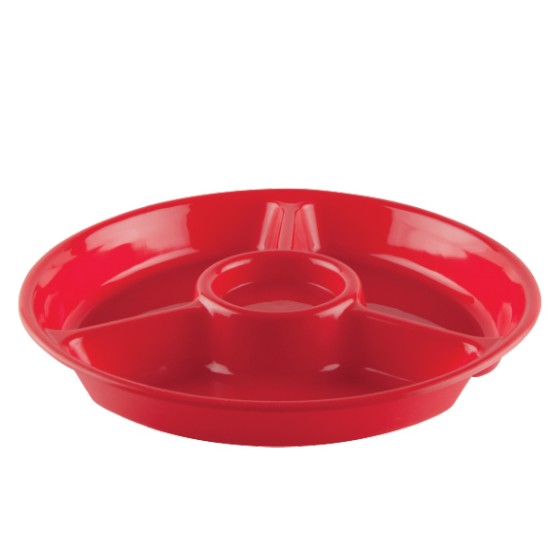 Kitchen utensil- 3-slice snack plate 24.5 cm (BPA FREE Polypropylene) Red